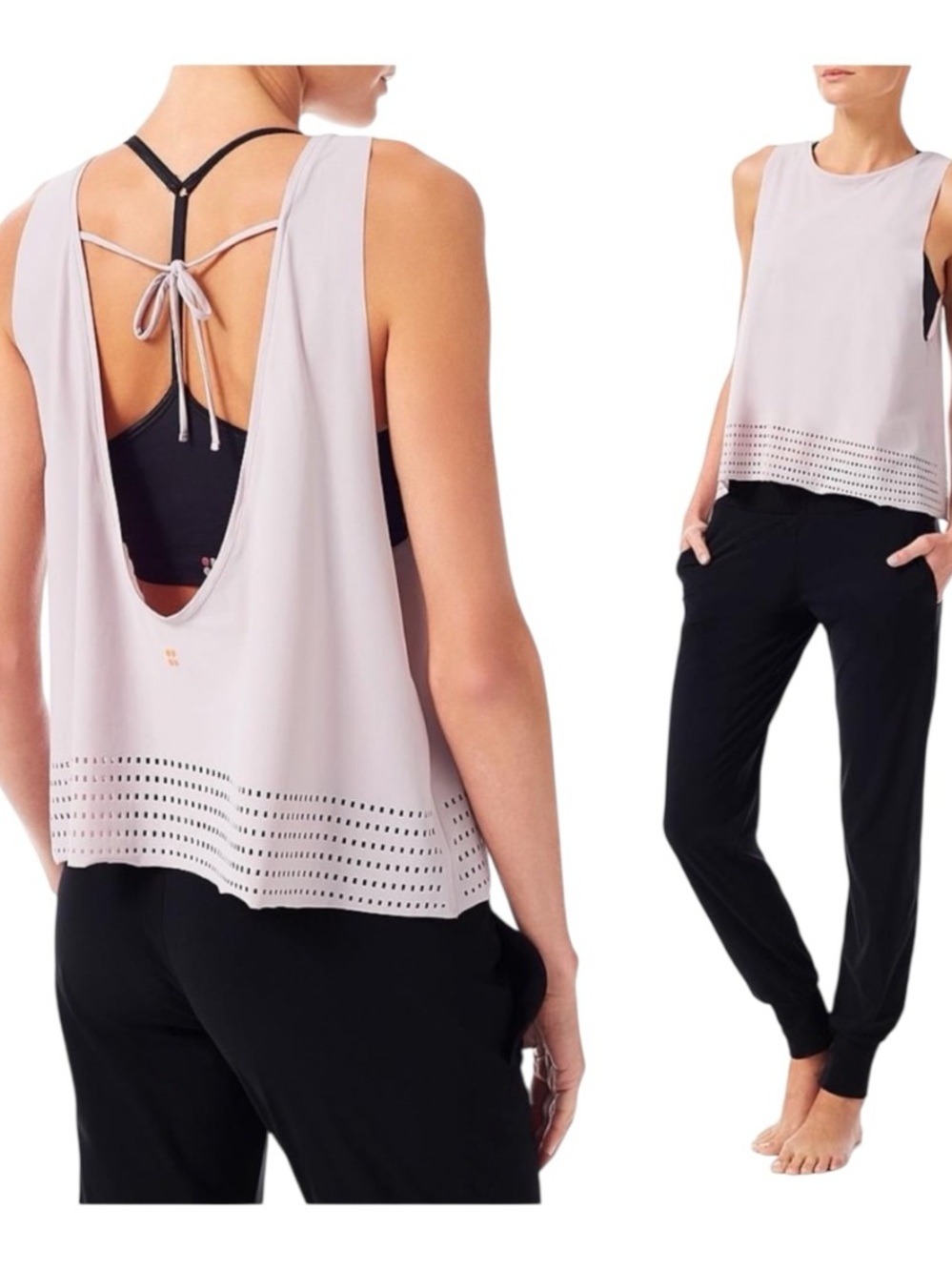 Sweaty Betty Open Turn Dance Tank Light Purple Open Back Laser Cut Yoga Top L